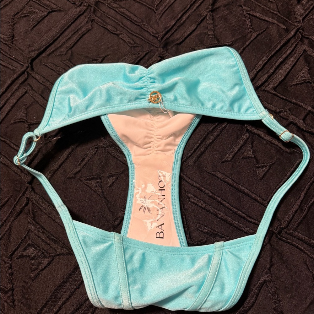 Bananhot Aqua Bikini Bottoms Ruched Adjustable L Fits M New With Tags - Picture 4 of 8